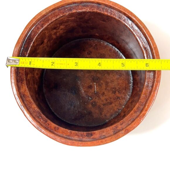 Market Bazaar Stoneware Ceramic Terracotta Canister Woven Lid 5x6.5 Rustic Boho - Picture 7 of 8